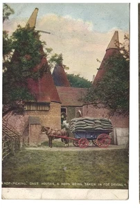 Antigua postal a color recogiendo lúpulo en Inglaterra #1809 cervecería, cerveza - Imagen 1 de 2