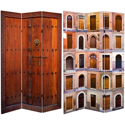 6 ft. Tall Double Sided Doors Canvas Room Divider - Image 1 of 3