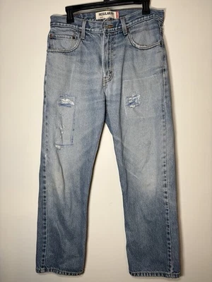 LEVI'S 505 Regular Fit Jean Medium Wash Distressed 90s Grunge High Rise 34x30 - Image 1 of 4