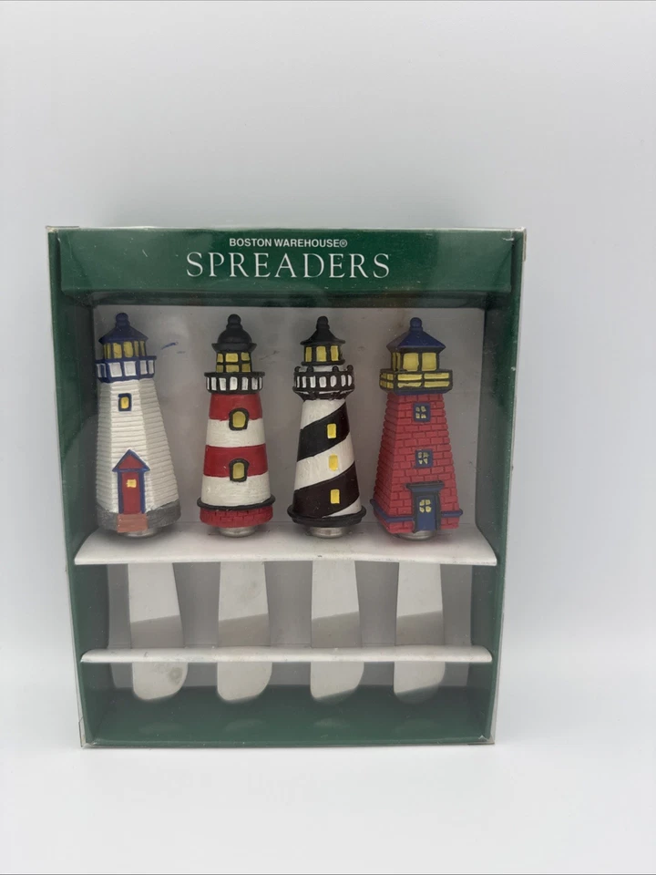 1999 Boston Warehouse Lighthouse Spreaders Stainless Steel Knives Set of 4