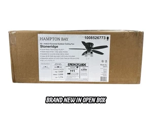 Hampton Bay Stoneridge 52 in. Indoor/Outdoor LED Matte Black Hugger Ceiling Fan - Picture 1 of 12