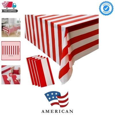 Pacote com 4 toalhas de mesa listradas vermelhas e brancas - Decoração perfeita de festa de carnaval 54 x 107 - Imagem 1 de 4