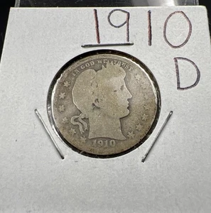 1910 D 25c Barber Silver Quarter Coin AG About Good Circulated SKU#A - Picture 1 of 6