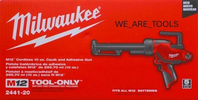 Pistola de masilla y adhesiva inalámbrica Milwaukee 2441-20 M12 10 oz nueva en caja 12 voltios Foto 1 de 4