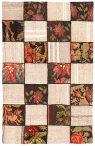 Traditional Vintage Hand Woven Carpet 4'0" x 6'2" Wool Kilim Area Rug - Picture 1 of 9