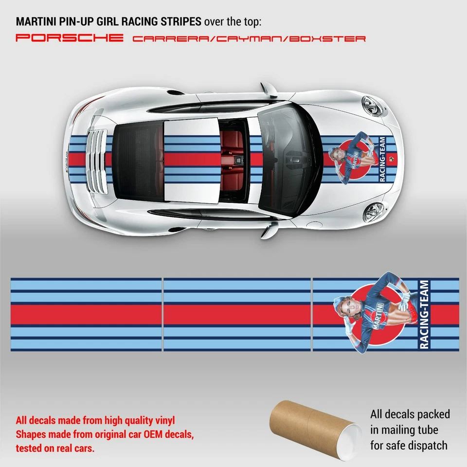 Martini Pin Up Girl Stripes Over the TOP for Porsche Carrera / Cayman / Boxster - Image 1 of 1