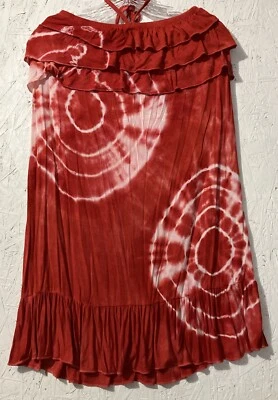 India Boutique Mujer Boho Halter Tie Dye Vestido Talla Única Hippy Rojo Foto 1 de 4