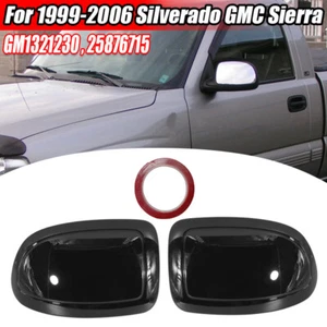 Cubiertas de espejos retrovisores laterales superpuestas negras brillantes para Chevy Silverado GMC Sierra 1999-2006 - Imagen 1 de 11