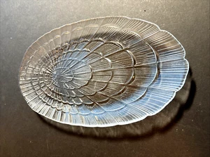 Vintage Pasabahce Muschelform Klar Pressglas Platte Wirbelmuster 9,5" x 5,5" - Bild 1 von 7