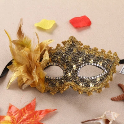 Lace Mask Party Masquerade Ball Eye Masks Flower Feather Bachelorette Party ☽ - Image 1 of 4
