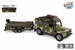 Kids Globe Army Land Rover & boat toy dinghy trailer Military Set die cast toy - Picture 1 of 13