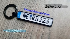 Kennzeichen Schlüsselanhänger KFZ Nummernschild Anhänger Auto Geschenk Schwarz - Bild 1 von 3