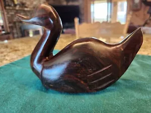 Vintage Solid Dark Brown Wood Ironwood ? Duck - Picture 1 of 8