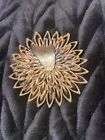 Vintage Samsan Gold Tone Sunburst Flower Pendant Brooch Pin 2 In Marked Sa