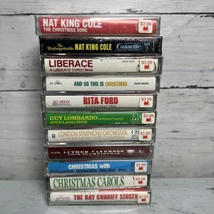 Lot of 11 Christmas Music Cassettes Liberace Nay King Coke Rita Ford Luther Vand - Picture 1 of 14