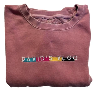 Mujer David Vlog Merch Garment ROSA Bordado Sudadera Grande Vlog Squad - Imagen 1 de 13