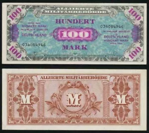 1944 WWII Germany Allied Occupation Military Currency 100 Mark Banknote Pick 197 - Picture 1 of 3