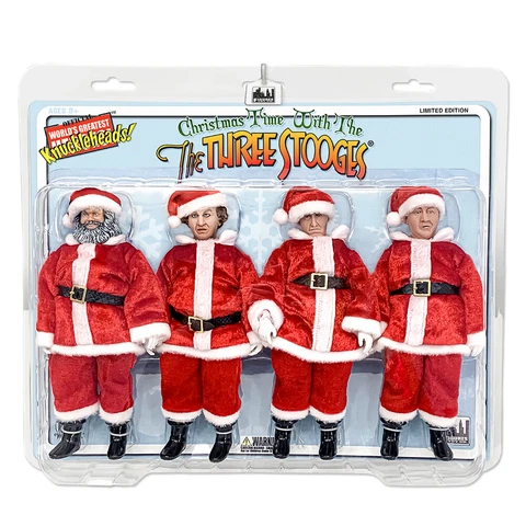 The Three Stooge 8 Inch Figures Christmas Edition Four-Pack Cover