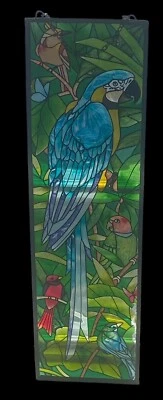 Joan Baker Loro Pájaros Vidrieras Atrapasol Arte Panel Selva LEER MÁS Foto 1 de 4