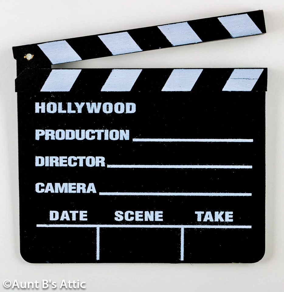 Hollywood Movie Clapperboard Prop Hand Held Painted Wood Theatrical Prop  - Image 1 of 1