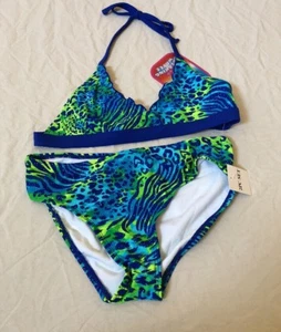 Breaking Waves Blue Animal Kingdom Bikini Size 14  74 - Picture 1 of 6