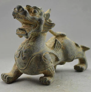 collectable Vintage Decorated Old Handwork Bronze Carved Dragon Statue - Picture 1 of 4
