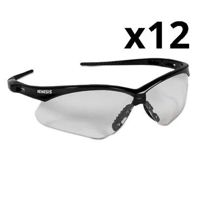 Gafas de seguridad Nemesis, marco negro, lente transparente, paquete de 12 Foto 1 de 4