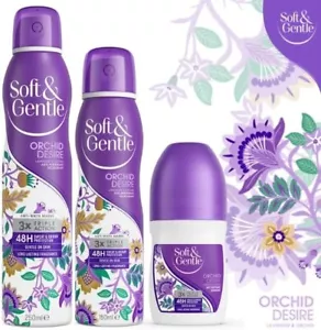 SOFT & GENTLE Anti-Perspirant Deodorant Spray and Roll On Pack of 6 X 250 ml - Picture 1 of 13