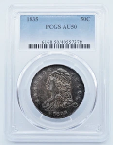1835 Capped Bust Silver Half Dollar PCGS AU50 - U029 - Picture 1 of 5
