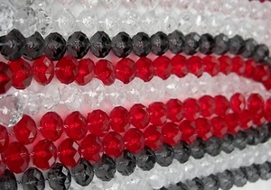 Lange Facettierte Kunst Perlenkette 132 cm lang Rot, grau oder Klar Farbauswahl - Bild 1 von 1