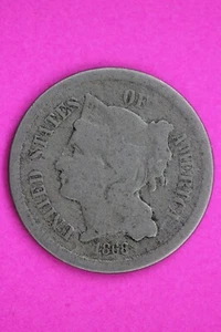1868 Three 3 Cent Nickel Guaranteed Authentic & Genuine Fast Free Shipping 1314 - Picture 1 of 3