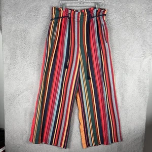 Anthropologie FARM Rio Augustine Pants Womens Large Linen Striped Super Wide Leg - Picture 1 of 7