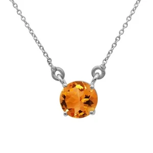 Round Shape Citrine Gemstone 925 Sterling Silver Solitaire Women Pendant - Picture 1 of 5