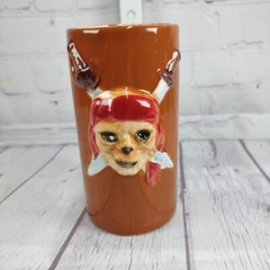 Vintage 3D Jolly Roger Pirate Tiki Cup Mug White Skull Cross Bones DW542 - Picture 1 of 5