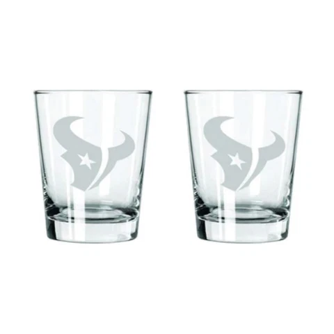 Houston Texans 15 oz 2-Pack Double-Old Fashioned Etched Rocks Glasses NFL Cover