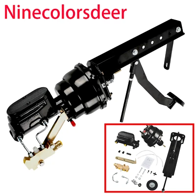 Universal Firewall Mount Power Brake Pedal 7" Dual Booster Master Disc Disc Kit - Image 1 of 4