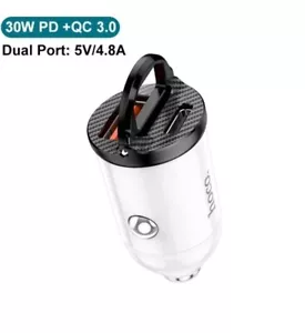 Hoco Mini Car Charger Adapter USB C Fast Charging 30W QC 3.0 PD/ Dual Port  - Picture 1 of 5