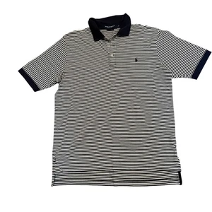Polo Golf Ralph Lauren Navy & White Striped Polo Shirt – Size M  (#0036) - Picture 1 of 6