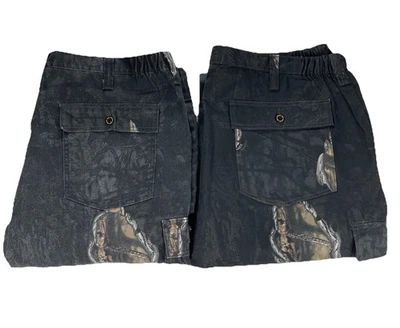 (2) Mossy Oak Camo Break-Up Eclipse Black Cargo Pants Size XXL 44/46 Hunting EUC - Image 1 of 4