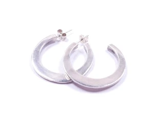 Damen flache Modernist Creolen massiv 925 Sterling Silber rund - Bild 1 von 9