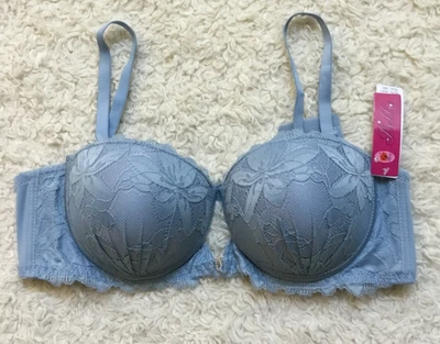 Sujetadores push up de encaje íntimo floral BELLA lencería acolchada azul 36C Foto 1 de 4