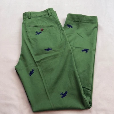 Pantalones chinos Brooks Brothers rojos de vellón para hombre verdes aviones bordados 30x30 Foto 1 de 4