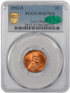 1953-S Lincoln Reverse PCGS RD (CAC) #3687-1 MS67 - Picture 1 of 4