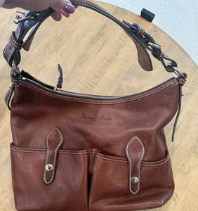 Dooney & Bourke genuine Florentine Vachetta Leather walnut Shoulder Bag Purse - Picture 1 of 20
