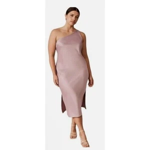 NWT BHLDN One Shoulder Pink Purple Satin Dress Audrie Size 12 - Picture 1 of 7