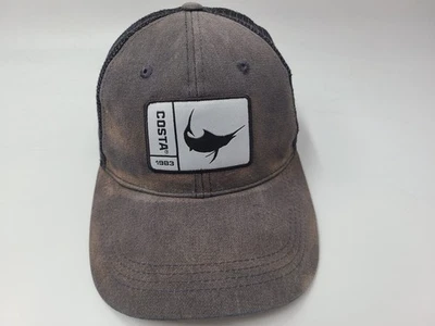Costa Del Mar Malla Envejecida Camionero Snapback Sombrero Gorra Pez Hombres Mujeres Gris Negro Foto 1 de 4