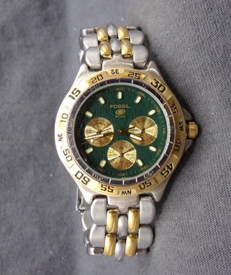 Reloj de buceo bicolor FOSSIL para hombre BQ-8776 con batería nueva - ¡Funciona muy bien! -e71 Foto 1 de 4