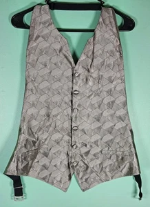 Men's Perry Ellis Silver Geometric Tuxedo Vest Open Back Size Fit All (37-50) - Picture 1 of 4