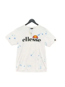 Ellesse Women's T-Shirt UK 12 White Graphic 100% Cotton Basic - Picture 1 of 6