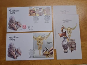 2019 Malaysia Seni Ukiran Craft Carving art 3v Stamp (Designer signed) & MS FDC - Picture 1 of 7